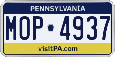PA license plate MOP4937