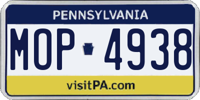 PA license plate MOP4938