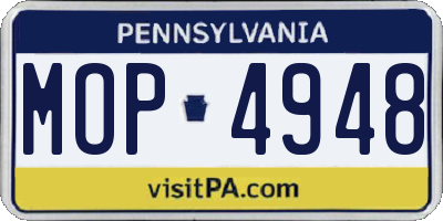 PA license plate MOP4948