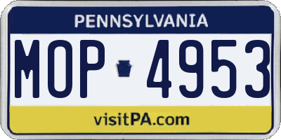 PA license plate MOP4953