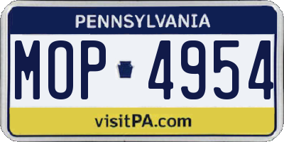 PA license plate MOP4954