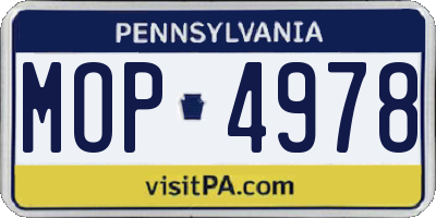 PA license plate MOP4978