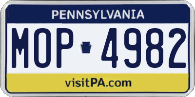 PA license plate MOP4982