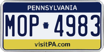 PA license plate MOP4983