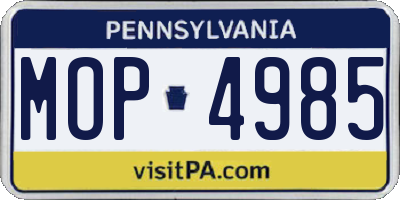 PA license plate MOP4985
