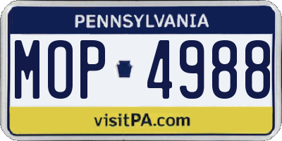 PA license plate MOP4988
