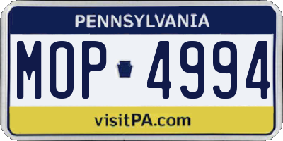 PA license plate MOP4994