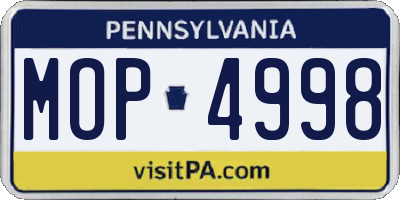 PA license plate MOP4998