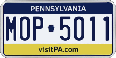PA license plate MOP5011