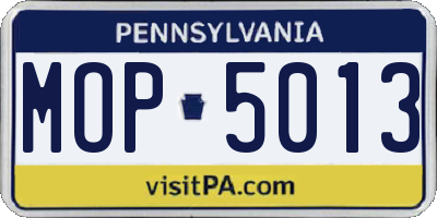 PA license plate MOP5013