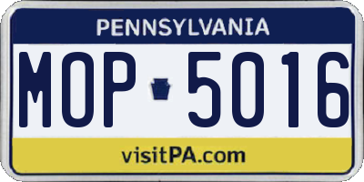 PA license plate MOP5016