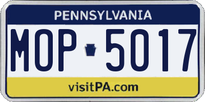 PA license plate MOP5017