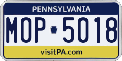 PA license plate MOP5018