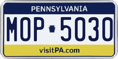 PA license plate MOP5030