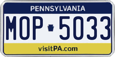 PA license plate MOP5033