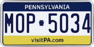PA license plate MOP5034