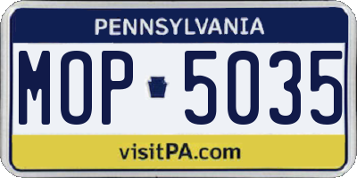 PA license plate MOP5035
