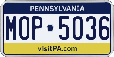 PA license plate MOP5036