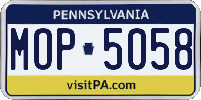 PA license plate MOP5058