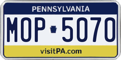 PA license plate MOP5070