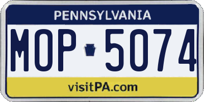PA license plate MOP5074