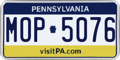 PA license plate MOP5076