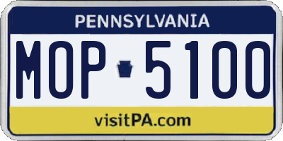 PA license plate MOP5100