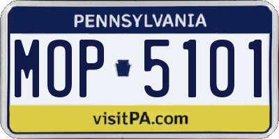 PA license plate MOP5101