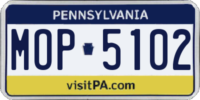 PA license plate MOP5102