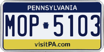 PA license plate MOP5103