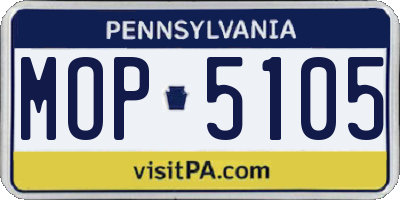 PA license plate MOP5105
