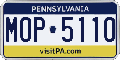 PA license plate MOP5110