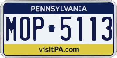 PA license plate MOP5113