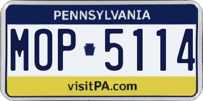 PA license plate MOP5114