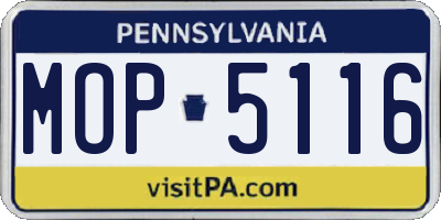 PA license plate MOP5116