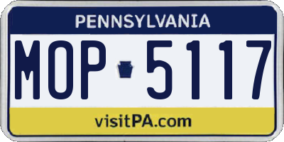 PA license plate MOP5117