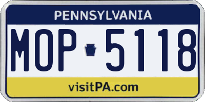 PA license plate MOP5118