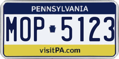 PA license plate MOP5123