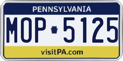 PA license plate MOP5125