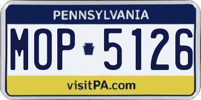 PA license plate MOP5126