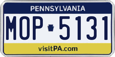 PA license plate MOP5131