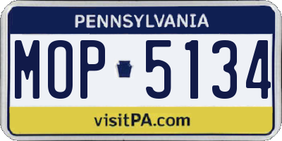 PA license plate MOP5134
