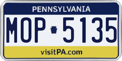 PA license plate MOP5135