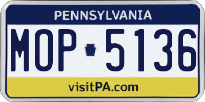 PA license plate MOP5136