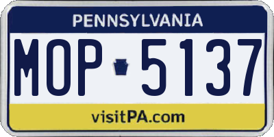 PA license plate MOP5137
