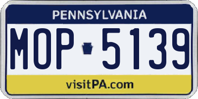 PA license plate MOP5139