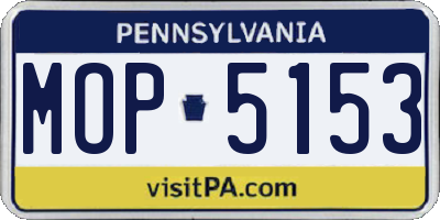 PA license plate MOP5153
