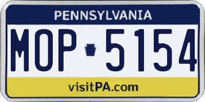 PA license plate MOP5154