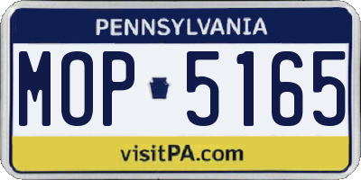 PA license plate MOP5165