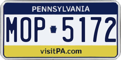 PA license plate MOP5172